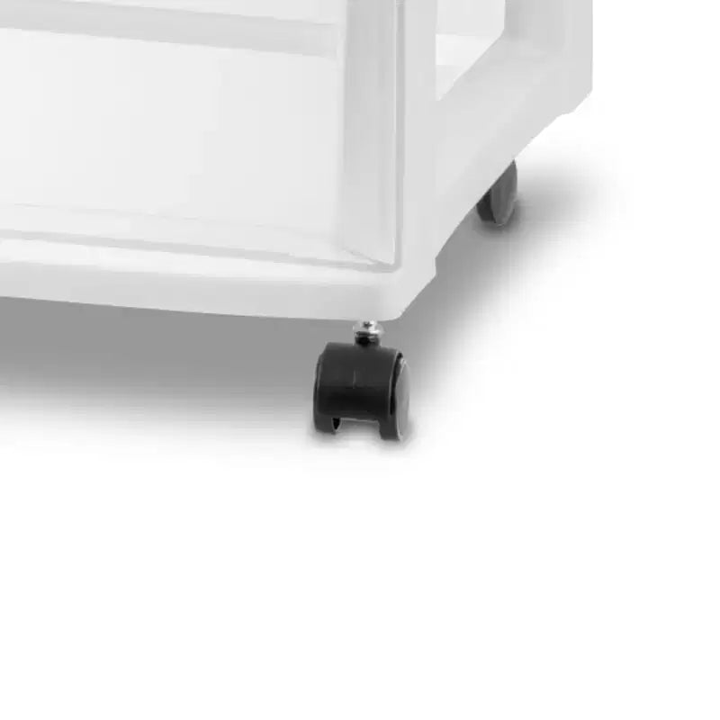 Carrello portaoggetti Sterilite a 3 cassetti, organizer medio in plastica con ruote, bianco, confezione da 4