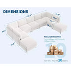 Divano componibile modulare da 128", 9 posti a L con 2 pouf contenitore, divano letto moderno con rivestimenti e cuscini sfoderabili e lavabili