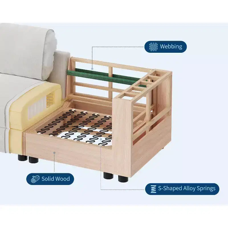 Divano componibile modulare da 128", 9 posti a L con 2 pouf contenitore, divano letto moderno con rivestimenti e cuscini sfoderabili e lavabili
