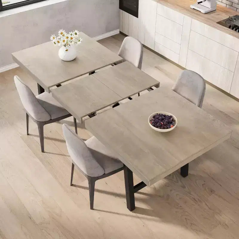 Tavolo da Pranzo Allungabile, Tavolo da Pranzo Rettangolare Industriale, Struttura in Metallo, per Sala da Pranzo, Cucina