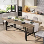 Extendable Dining Table, Industrial Rectangular Dining Room Table, Metal Frame, for Dining Room, Kitchen