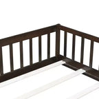 Bellemave Letto a Terra Montessori Completo con Recinzione e Porta, Struttura Bassa in Legno per Bambini con Sponde di Protezione, Legno Massello di Gomma, Facile da Montare