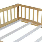 Bellemave Letto a Terra Montessori Completo con Recinzione e Porta, Struttura Bassa in Legno per Bambini con Sponde di Protezione, Legno Massello di Gomma, Facile da Montare