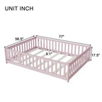 Bellemave Letto a Terra Montessori Completo con Recinzione e Porta, Struttura Bassa in Legno per Bambini con Sponde di Protezione, Legno Massello di Gomma, Facile da Montare