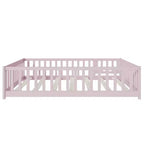 Bellemave Letto a Terra Montessori Completo con Recinzione e Porta, Struttura Bassa in Legno per Bambini con Sponde di Protezione, Legno Massello di Gomma, Facile da Montare