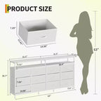 Comò lungo 160 cm per soggiorno, comò in tessuto a 12 cassetti con porta TV per camera da letto, cassettiera con ripiani aperti
