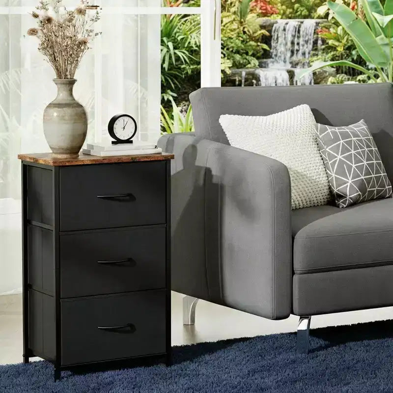 Cassettiera sottile a 3 cassetti - Moderno armadietto compatto con contenitori in tessuto rimovibili - Organizer salvaspazio per camera da letto, armadio, appartamento