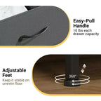 Cassettiera sottile a 3 cassetti - Moderno armadietto compatto con contenitori in tessuto rimovibili - Organizer salvaspazio per camera da letto, armadio, appartamento