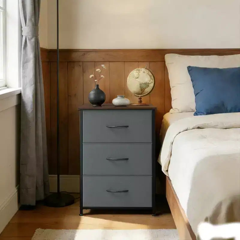 Cassettiera sottile a 3 cassetti - Moderno armadietto compatto con contenitori in tessuto rimovibili - Organizer salvaspazio per camera da letto, armadio, appartamento