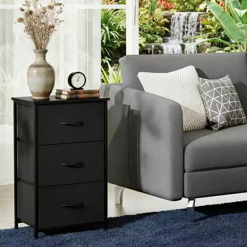 Cassettiera sottile a 3 cassetti - Moderno armadietto compatto con contenitori in tessuto rimovibili - Organizer salvaspazio per camera da letto, armadio, appartamento