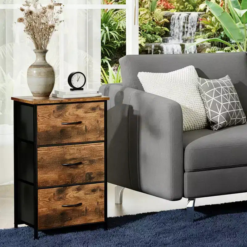 Cassettiera sottile a 3 cassetti - Moderno armadietto compatto con contenitori in tessuto rimovibili - Organizer salvaspazio per camera da letto, armadio, appartamento