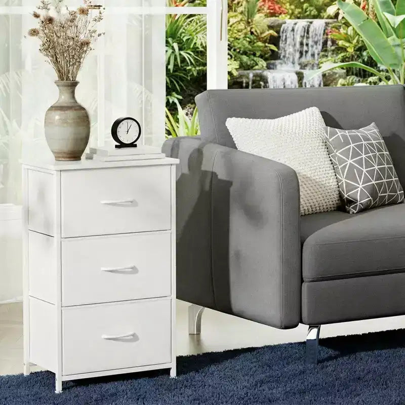 Cassettiera sottile a 3 cassetti - Moderno armadietto compatto con contenitori in tessuto rimovibili - Organizer salvaspazio per camera da letto, armadio, appartamento