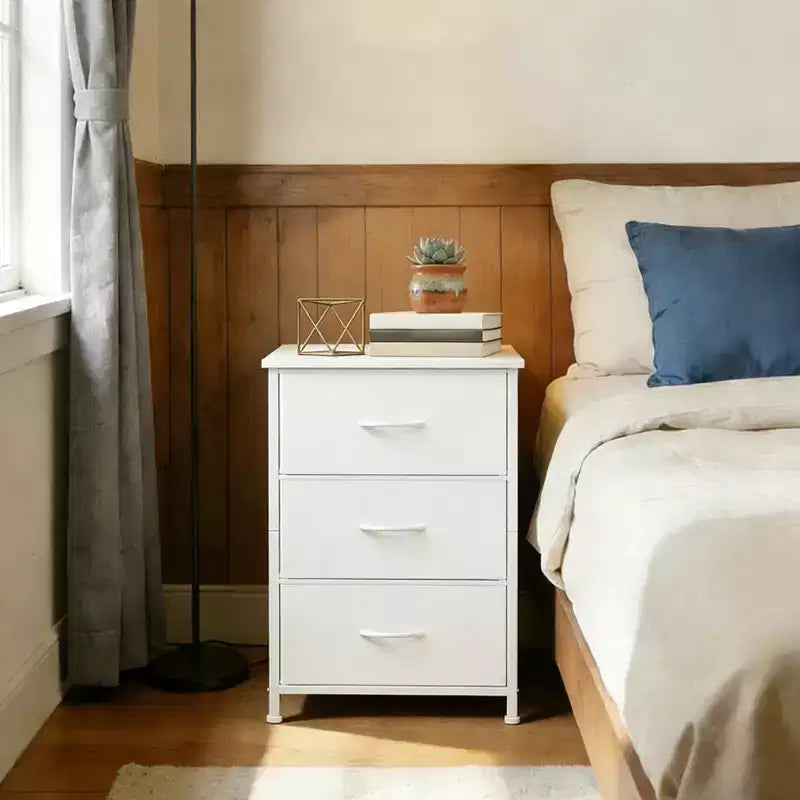Cassettiera sottile a 3 cassetti - Moderno armadietto compatto con contenitori in tessuto rimovibili - Organizer salvaspazio per camera da letto, armadio, appartamento