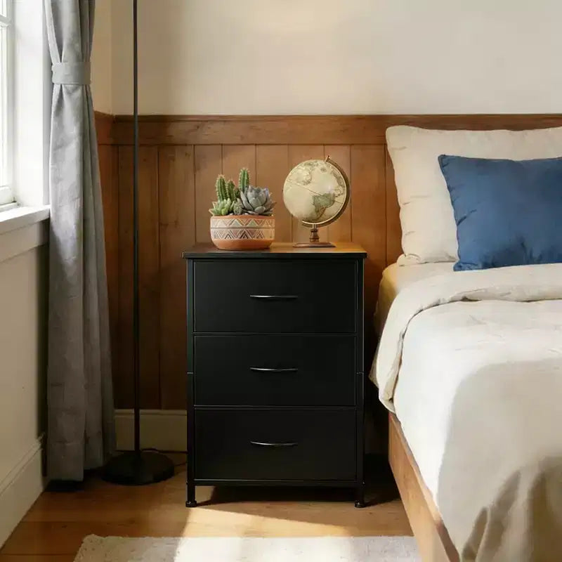 Cassettiera sottile a 3 cassetti - Moderno armadietto compatto con contenitori in tessuto rimovibili - Organizer salvaspazio per camera da letto, armadio, appartamento
