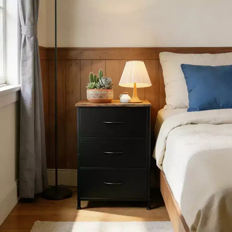 Cassettiera sottile a 3 cassetti - Moderno armadietto compatto con contenitori in tessuto rimovibili - Organizer salvaspazio per camera da letto, armadio, appartamento