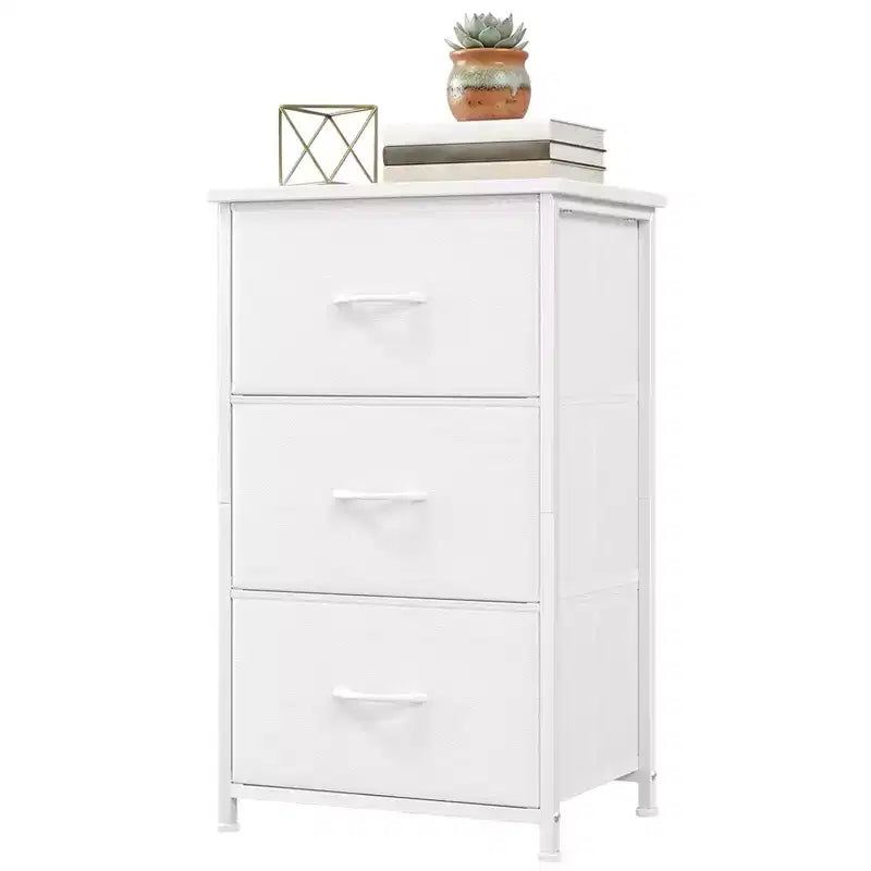 Cassettiera sottile a 3 cassetti - Moderno armadietto compatto con contenitori in tessuto rimovibili - Organizer salvaspazio per camera da letto, armadio, appartamento