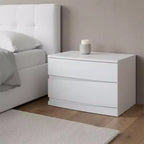 HomeRoots 17 Comodino a specchio in legno lavorato bianco con due cassetti