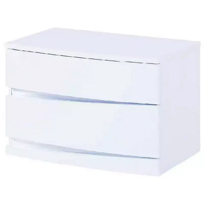 HomeRoots 17 Comodino a specchio in legno lavorato bianco con due cassetti