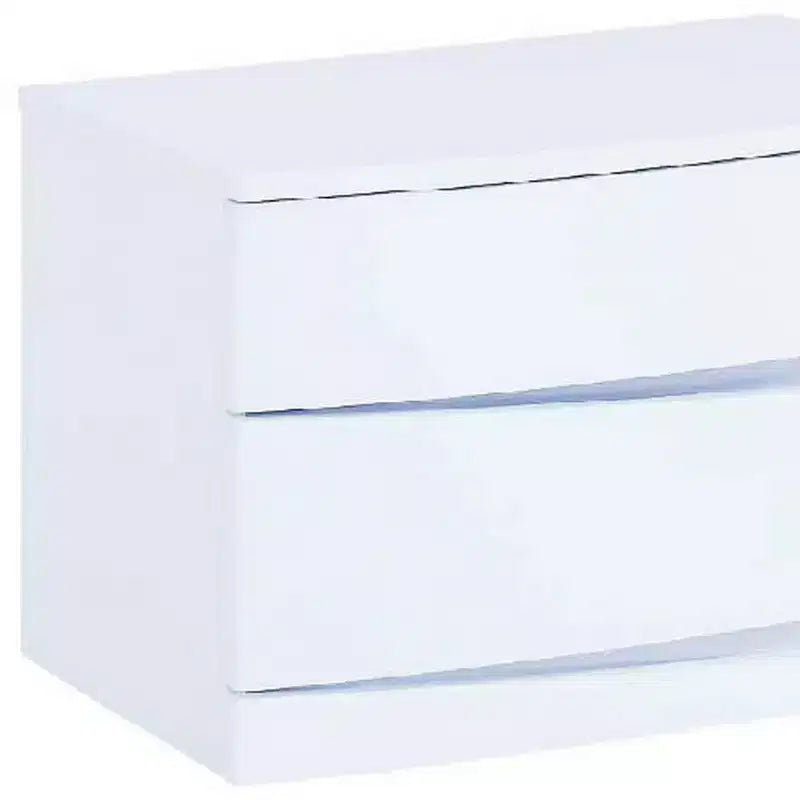 HomeRoots 17 Comodino a specchio in legno lavorato bianco con due cassetti
