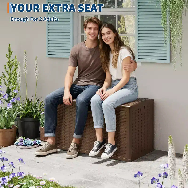 Baule da Esterno Grande da 450 Litri in Resina - Contenitore Impermeabile e Lucchettabile - Organizzatore Resistente alle Intemperie per Cuscini da Esterno, Attrezzi da Giardino