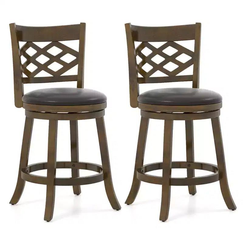 Costway 26 Counter Height Bar Stools Set of 2/4 with Rubber Wood Frame, Upholstered Seat