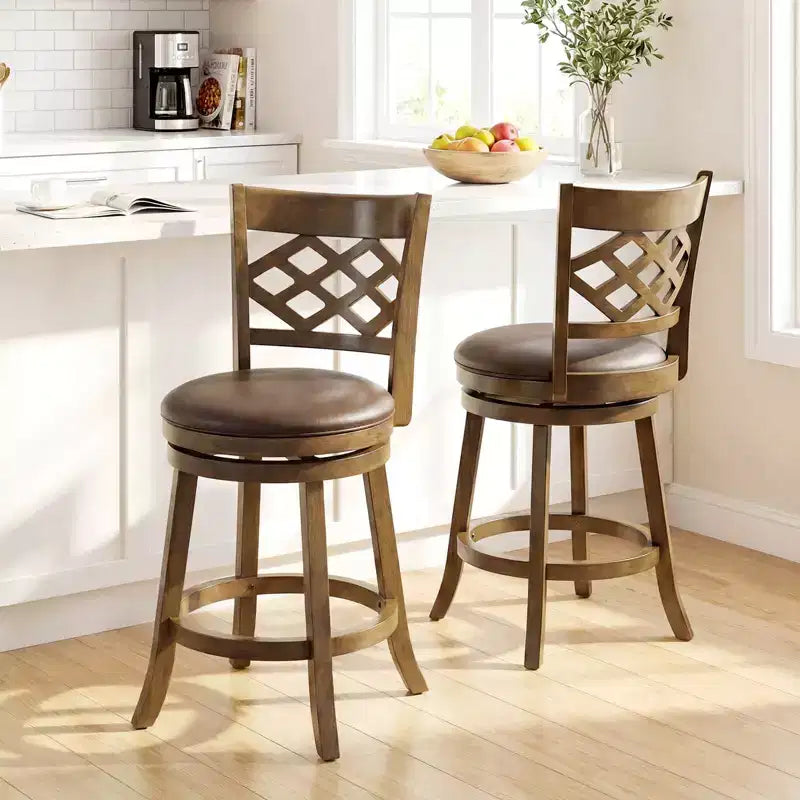 Sgabelli da Bar Costway da 66 cm (Altezza Bancone), Set da 2/4 con Struttura in Legno di Caucciù e Sedile Imbottito