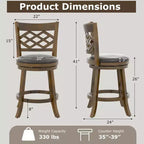 Sgabelli da Bar Costway da 66 cm (Altezza Bancone), Set da 2/4 con Struttura in Legno di Caucciù e Sedile Imbottito