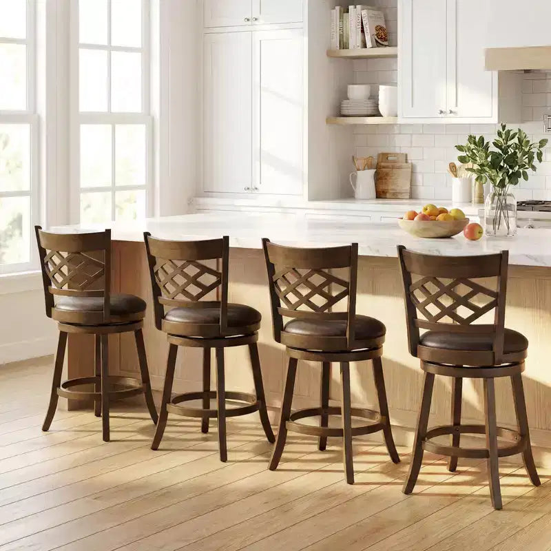 Sgabelli da Bar Costway da 66 cm (Altezza Bancone), Set da 2/4 con Struttura in Legno di Caucciù e Sedile Imbottito