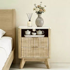 Comodino Moderno Compatto 18 con Piano Effetto Marmo, Tavolino Laterale con Bordo Curvo, 2 Cassetti e Vano a Giorno per Camera da Letto o Salotto