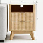 Comodino Moderno Compatto 18 con Piano Effetto Marmo, Tavolino Laterale con Bordo Curvo, 2 Cassetti e Vano a Giorno per Camera da Letto o Salotto
