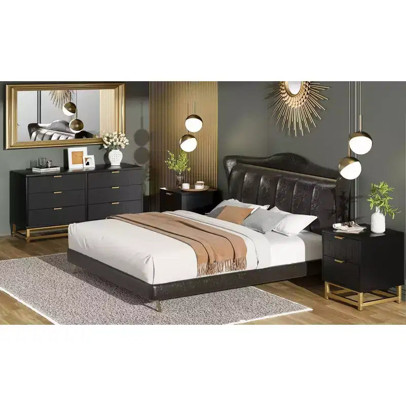 Cassettiera Moderna a 3 Cassetti in Legno, Cassettiera con Maniglie Dorate, Comodino e Mobile Contenitore da Camera da Letto