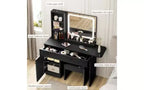 Toeletta da trucco con specchio e luci, set toeletta con cassetto e presa di corrente e sedia e 3 ripiani, camera da letto
