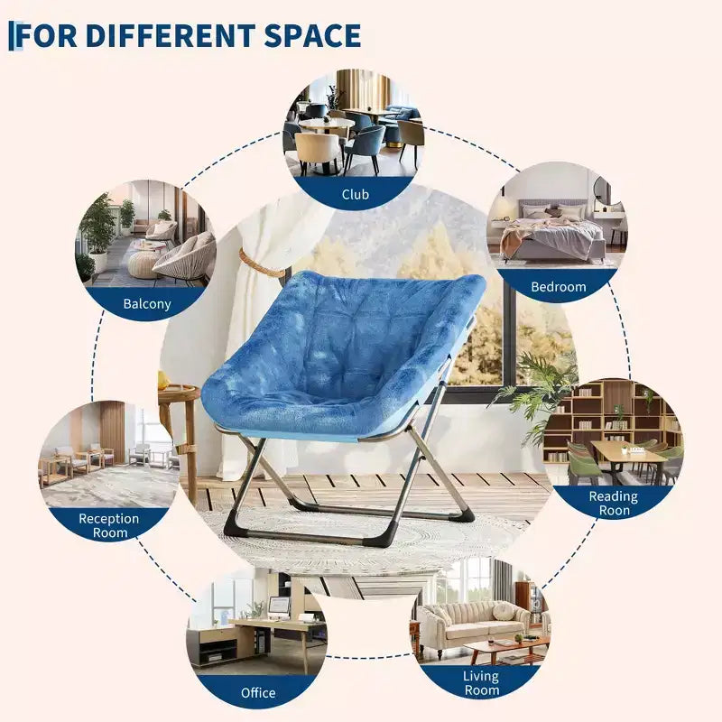 Comoda sedia a farfalla portatile, morbida pelliccia sintetica, oversize, nessun assemblaggio richiesto, per camera da letto, soggiorno, dormitorio, per bambini, ragazzi e adulti