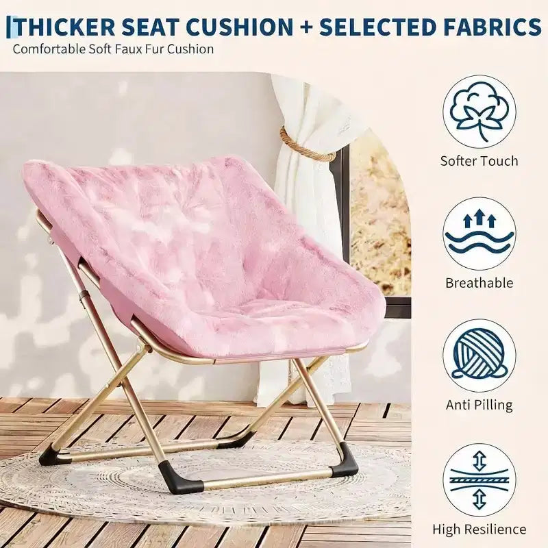 Comoda sedia a farfalla portatile, morbida pelliccia sintetica, oversize, nessun assemblaggio richiesto, per camera da letto, soggiorno, dormitorio, per bambini, ragazzi e adulti
