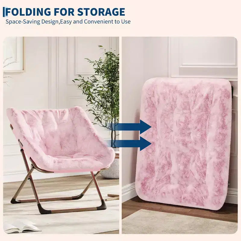 Comoda sedia a farfalla portatile, morbida pelliccia sintetica, oversize, nessun assemblaggio richiesto, per camera da letto, soggiorno, dormitorio, per bambini, ragazzi e adulti
