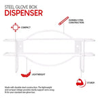 Stock Your Home - Dispenser singolo in metallo bianco per guanti, confezione da 20, mensola da parete per scatole di fazzoletti, porta guanti da parete per cucina, armadio, laboratorio, esami, ufficio