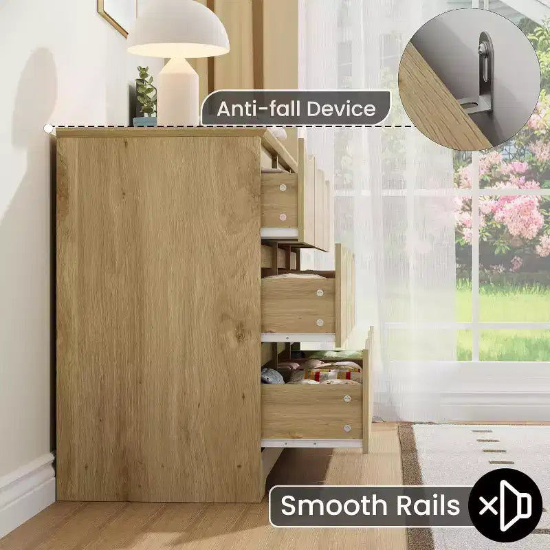 Cassettiera Alta in Legno a 9 Cassetti, Comò Moderno con Cassetti Profondi e Piano Ampio, Grande Organizzatore per Camera da Letto, Soggiorno o Armadio