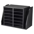 VEVOR Literature Organizer, 12 Compartments Office Mailbox with Side Vertical Storage, Wooden Mailbox Sorter Made of Particle Board, Black