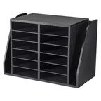 VEVOR Literature Organizer, 12 Compartments Office Mailbox with Side Vertical Storage, Wooden Mailbox Sorter Made of Particle Board, Black
