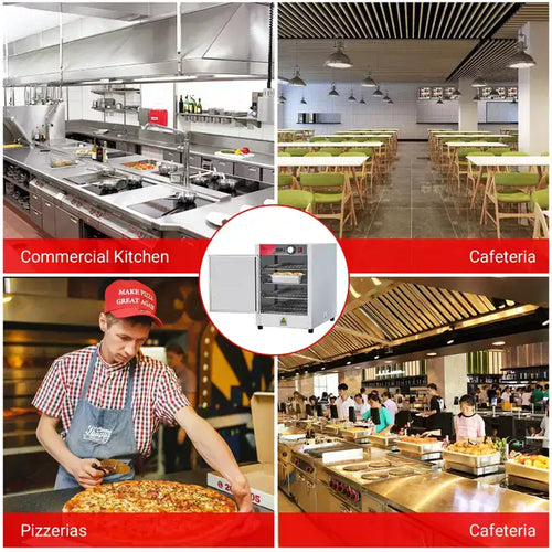 Chauffe-aliments chauffant 4 niveaux, armoire chauffante en acier inoxydable 850W avec bac à eau, compatible avec les bacs 1/1, armoire de fermentation commerciale pour pizza, poulet, pâtisserie