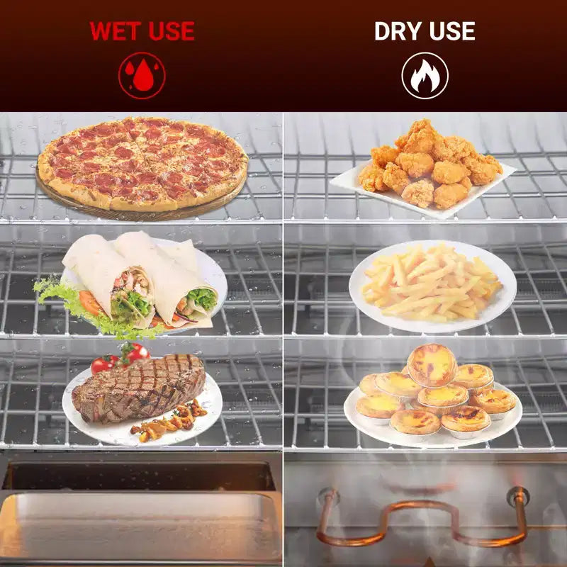 Scaldavivande a 4 ripiani, armadio riscaldato in acciaio inossidabile da 850 W con vassoio per l'acqua, adatto a teglie 1/1 GN, armadietto per lievitazione commerciale per pizza, pollo, pasticcini
