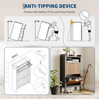 Scarpiera con 2 cassetti a ribalta, Mobile scarpiera stretto a lamelle con gambe, Armadietto freestanding a scomparsa per ingresso e corridoio