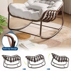 Sedia a dondolo da esterno, sedia a uovo da patio di grandi dimensioni con cuscino imbottito, dondolo Papasan in vimini e rattan per interni, veranda, cortile