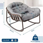 Sedia a dondolo da esterno, sedia a uovo da patio di grandi dimensioni con cuscino imbottito, dondolo Papasan in vimini e rattan per interni, veranda, cortile
