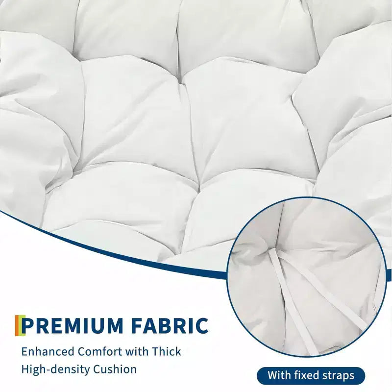 Sedia a dondolo da esterno, sedia a uovo da patio di grandi dimensioni con cuscino imbottito, dondolo Papasan in vimini e rattan per interni, veranda, cortile
