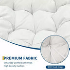 Sedia a dondolo da esterno, sedia a uovo da patio di grandi dimensioni con cuscino imbottito, dondolo Papasan in vimini e rattan per interni, veranda, cortile