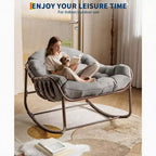 Sedia a dondolo da esterno, sedia a uovo da patio di grandi dimensioni con cuscino imbottito, dondolo Papasan in vimini e rattan per interni, veranda, cortile