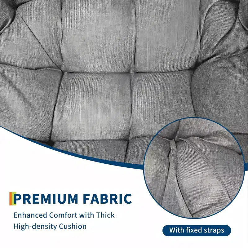 Sedia a dondolo da esterno, sedia a uovo da patio di grandi dimensioni con cuscino imbottito, dondolo Papasan in vimini e rattan per interni, veranda, cortile