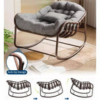 Sedia a dondolo da esterno, sedia a uovo da patio di grandi dimensioni con cuscino imbottito, dondolo Papasan in vimini e rattan per interni, veranda, cortile