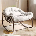 Sedia a dondolo da esterno, sedia a uovo da patio di grandi dimensioni con cuscino imbottito, dondolo Papasan in vimini e rattan per interni, veranda, cortile